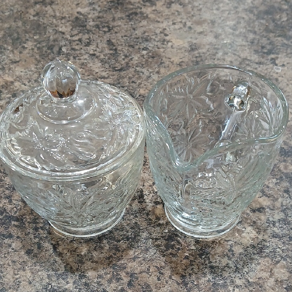 Clear Glass Sugar and Creamer Set